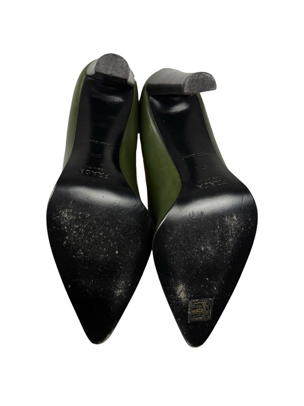 Prada Vintage Green Leather Classic Pointed Pumps - Picture 8 of 9